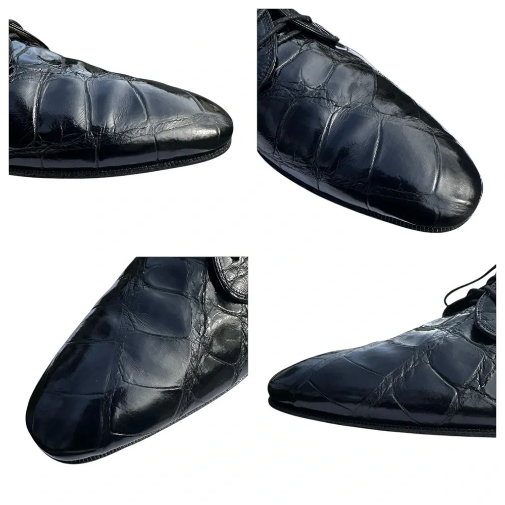Mauri Alligator Leather Derby Shoes Lace Up Black US 11 1/2 11.5 Medium Vintage